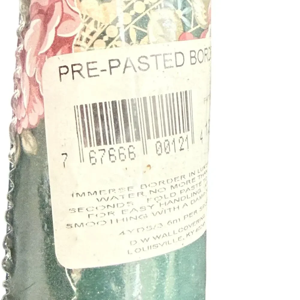 D.W. Wallcovering Pattern 121 Floral Wallpaper Border Teal Lot of 4 Vtg NOS